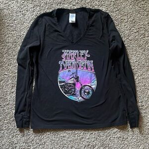 Women’s Harley Davidson Black Long Sleeve V Neck Size  XL